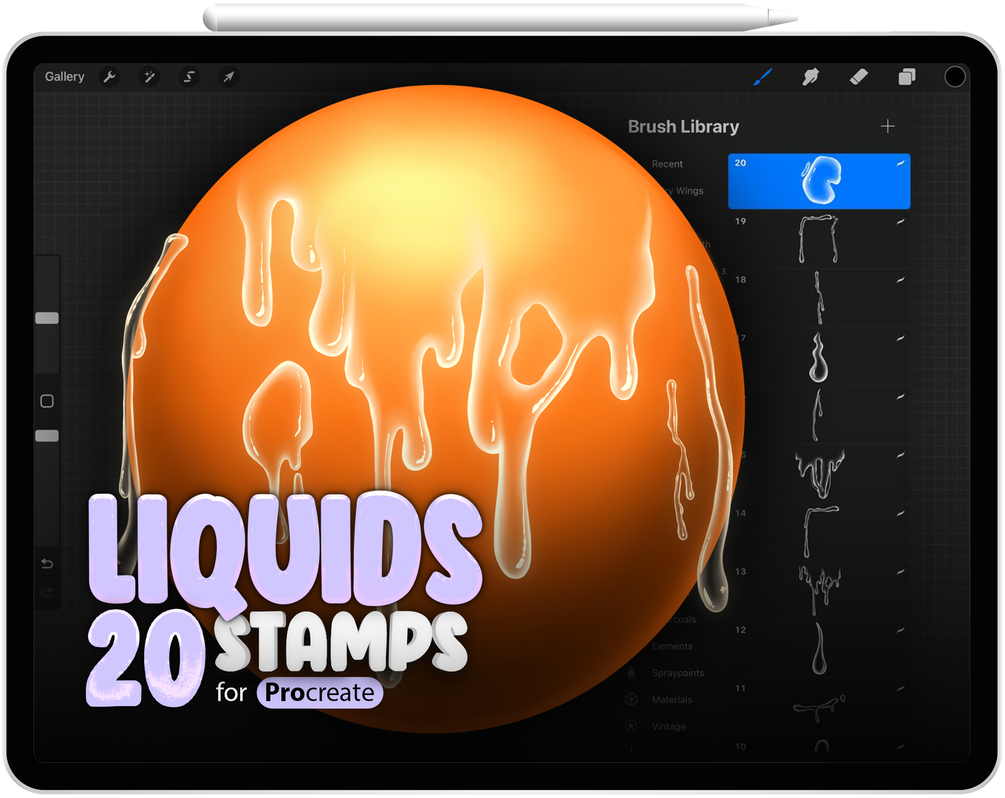 20 Procreate Liquids Brush Collection by ProCreativeBreeze