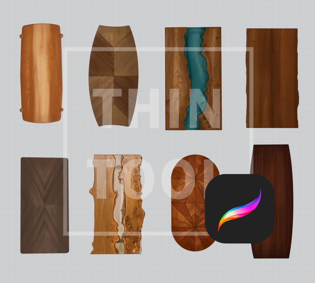 8 Rectangular wooden tables for procreate