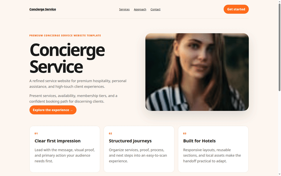Animated desktop walkthrough of the Concierge Site website