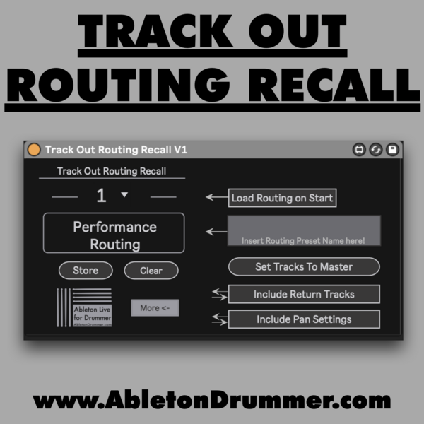 Track Out Routing Recall for Ableton Live - Max for Live device