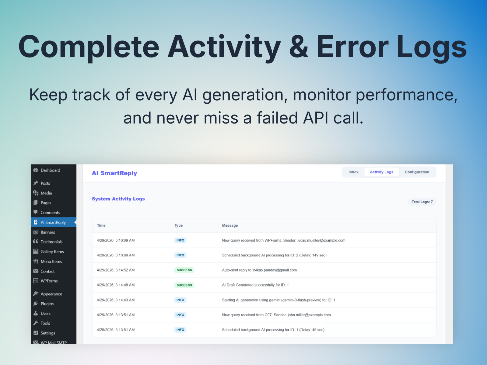 Screenshot 5 for AI SmartReply - Auto-Responder & Draft Generator Wordpress Plugin