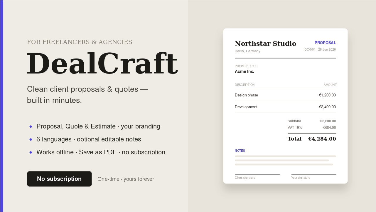 DealCraft proposal preview and export workflow