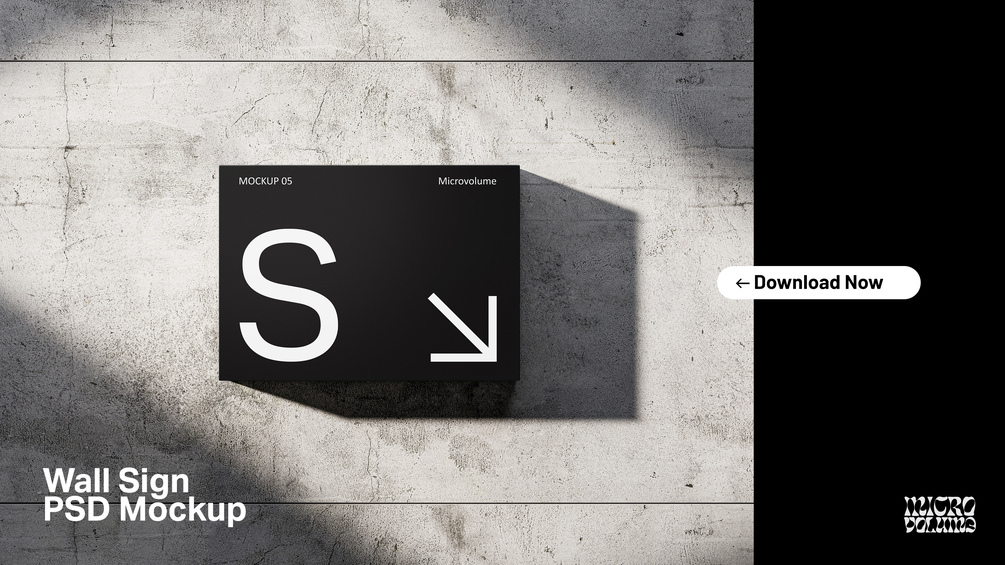 Wall Sign 05 PSD Mockup