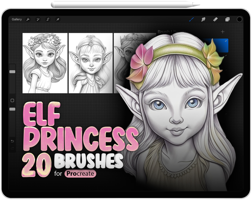 20 Elf Princess Brush Collection for Procreate by ProCreativeBreeze