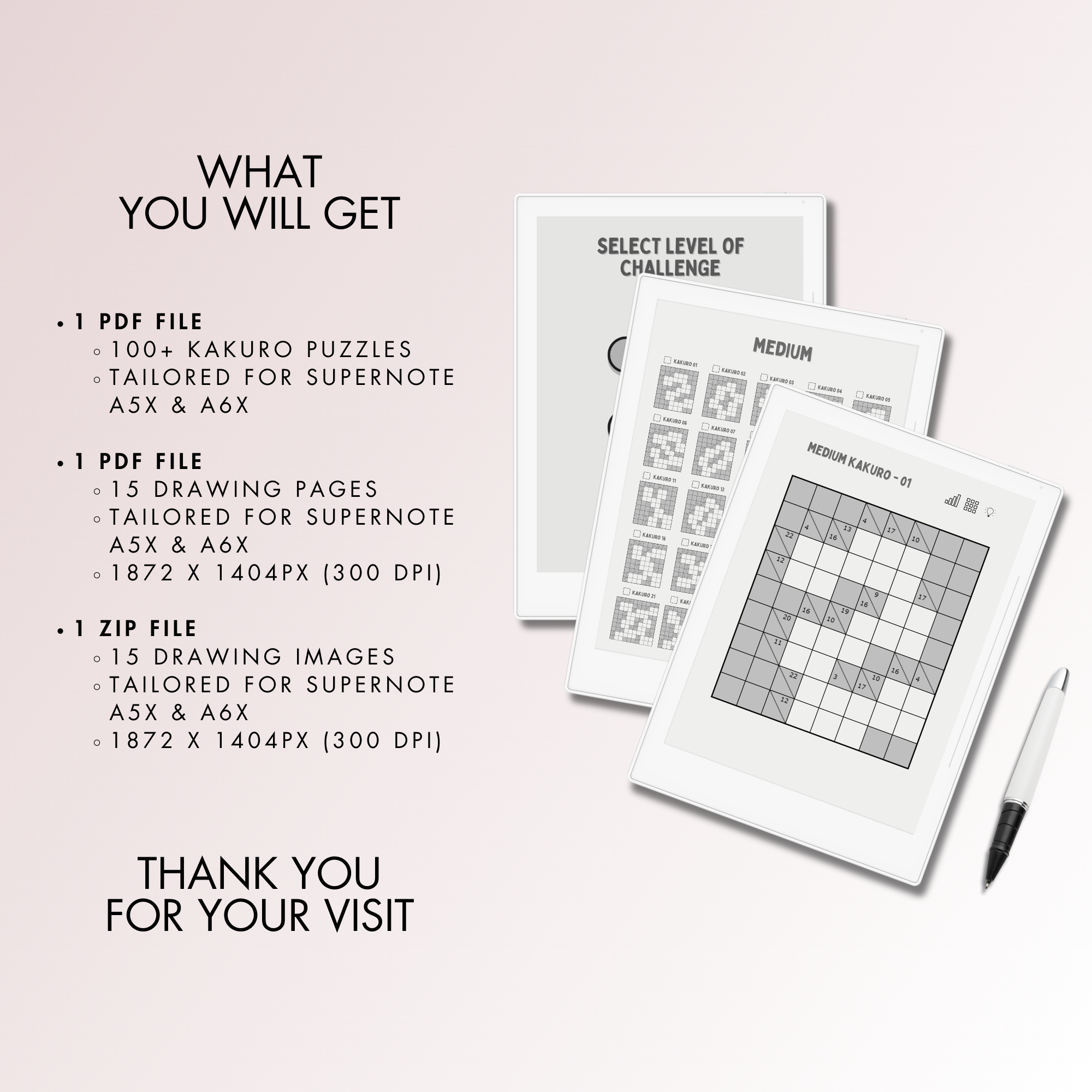 Supernote A5X Kakuro - 100+ Brain Teasers, Part of Our PREMIUM ...