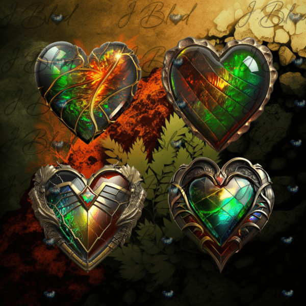 Ammolite Hearts