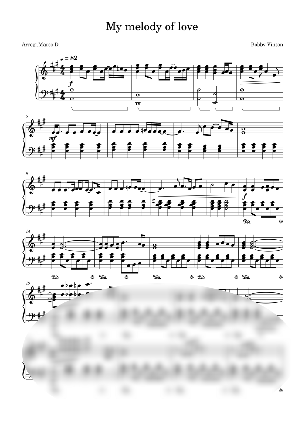 My melody of love Bobby Vinton SHEET + MIDI