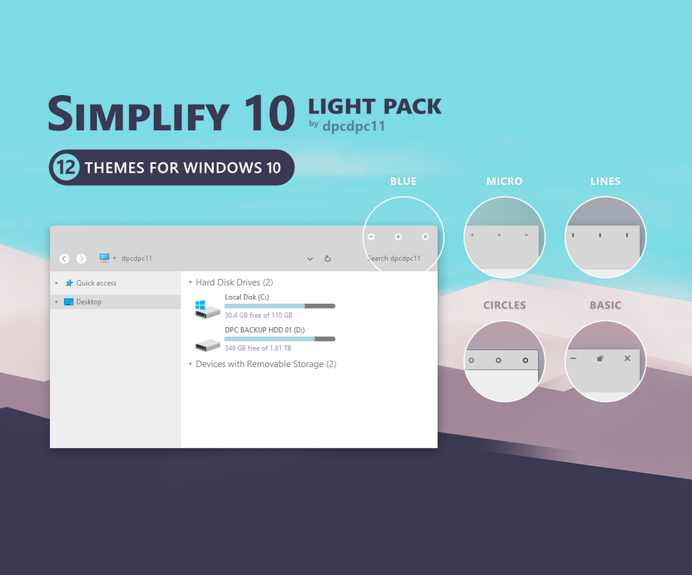 simplify 10 light - windows 10 theme pack free download