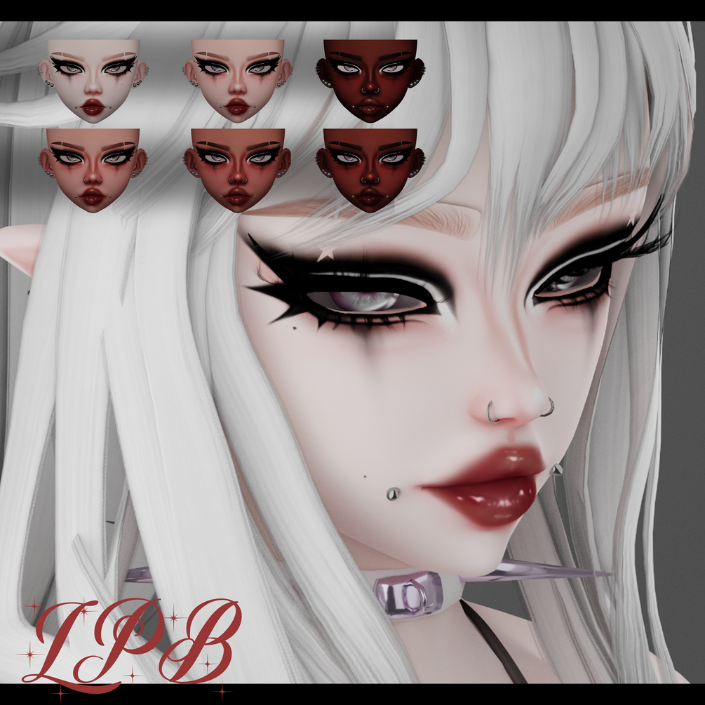 grunge makeup textures for Arcade Head (6 skintones + lash alpha)