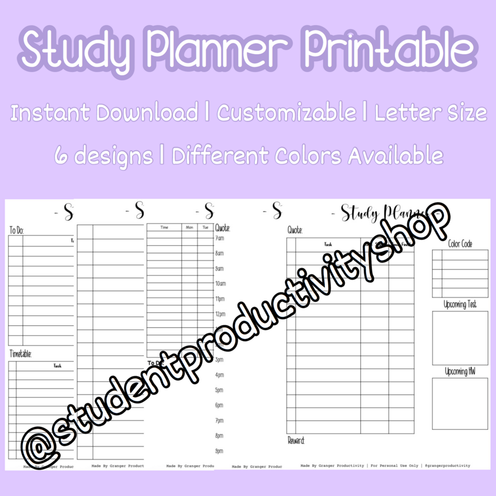 study timetable template excel