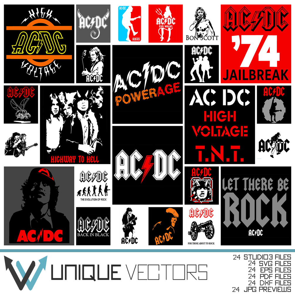 ACDC 24 Vector Pack (SVG, EPS, DXF, PDF, STUDIO3)