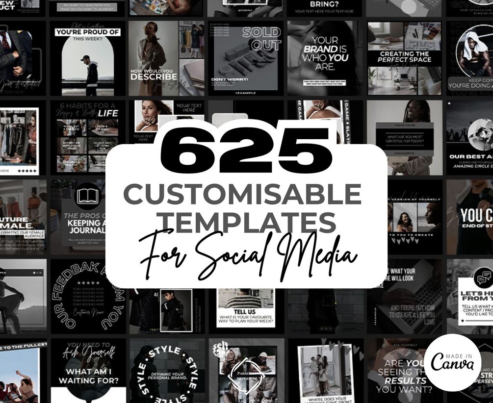 Over 625 Editable Black & White Instagram Templates for Canva Social