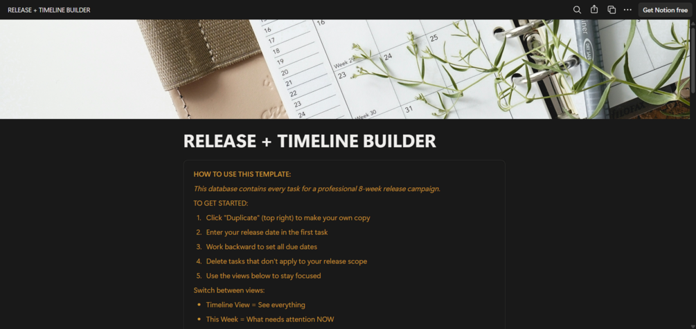 Release + Timeline Builder Preview