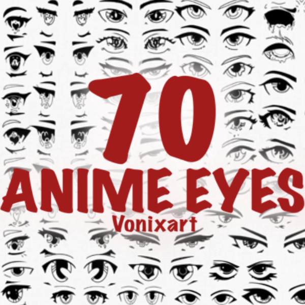 70 Anime Eye Brushes for Procreate by Vonix Art