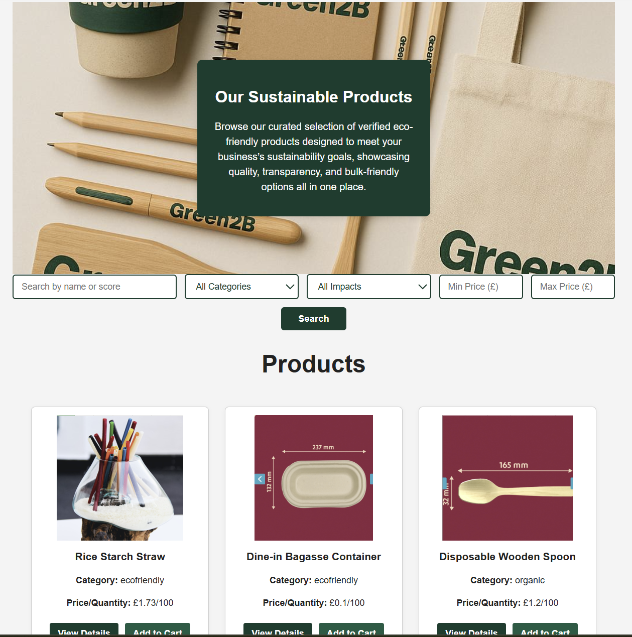 green2b products page