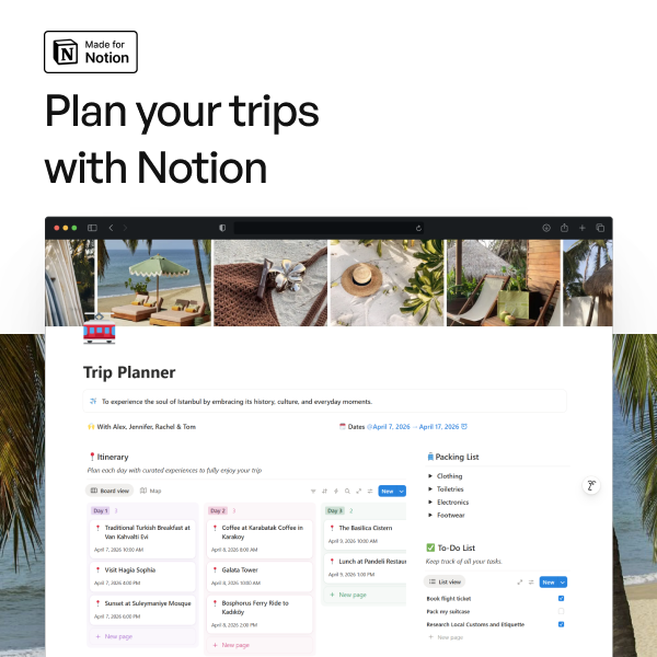 Notion Trip Planner