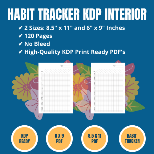 Habit Tracker Journal Design Template KDP Vector Download