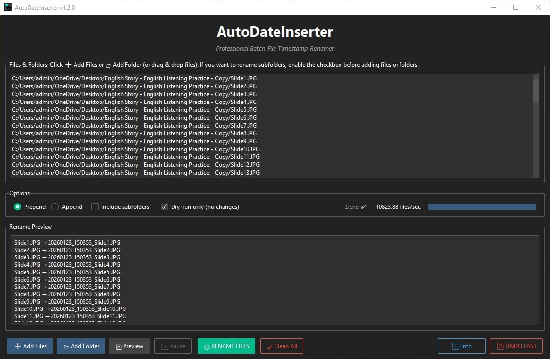 Rename Preview and Progress Tracking