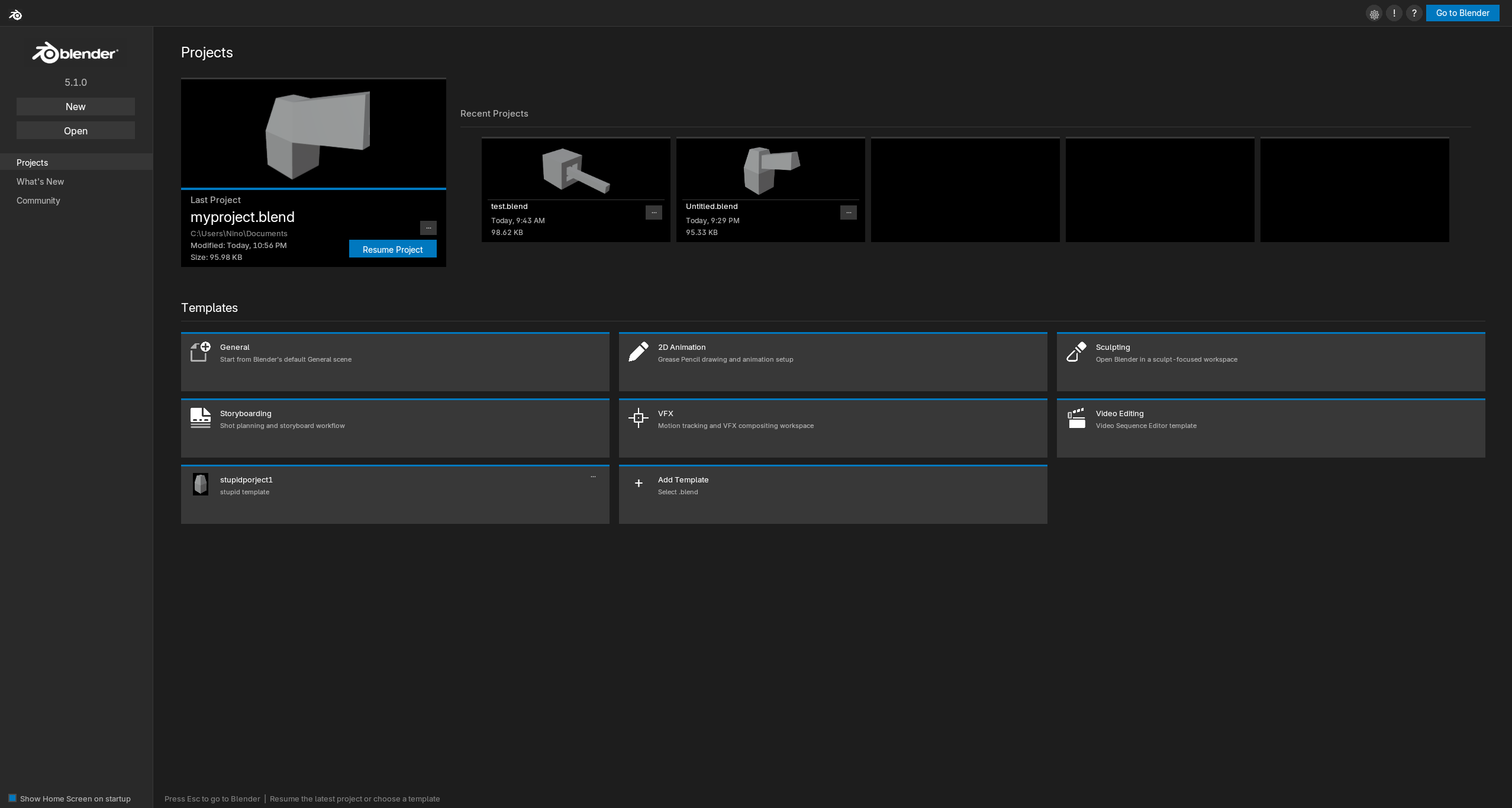 bhomescreen projects tab