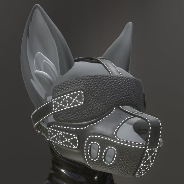 Winterpaw's VRChat Canine Leather Muzzle & Blindfold