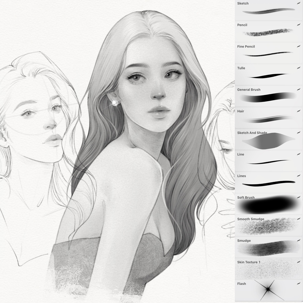 12 Lineart Procreate Brushes, Inking Brush Set M047 – MariaPalito Studio