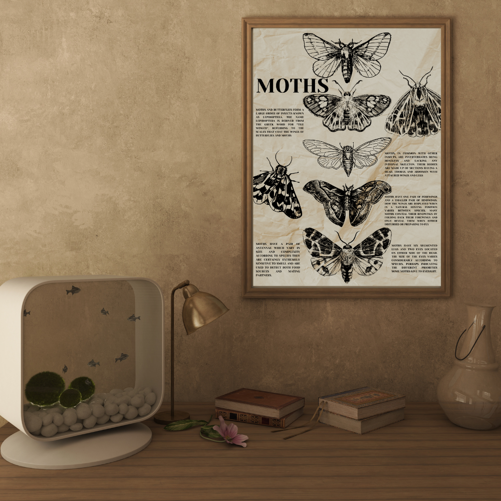 "Moths" - vintage-style poster