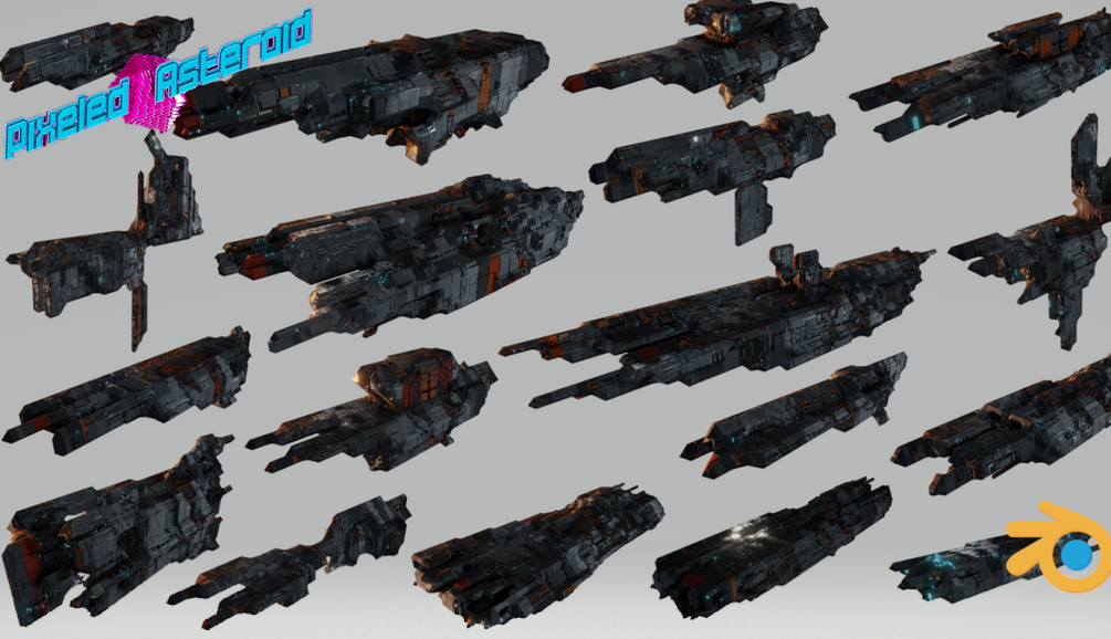 Free Procedural Spaceship Maker blend file