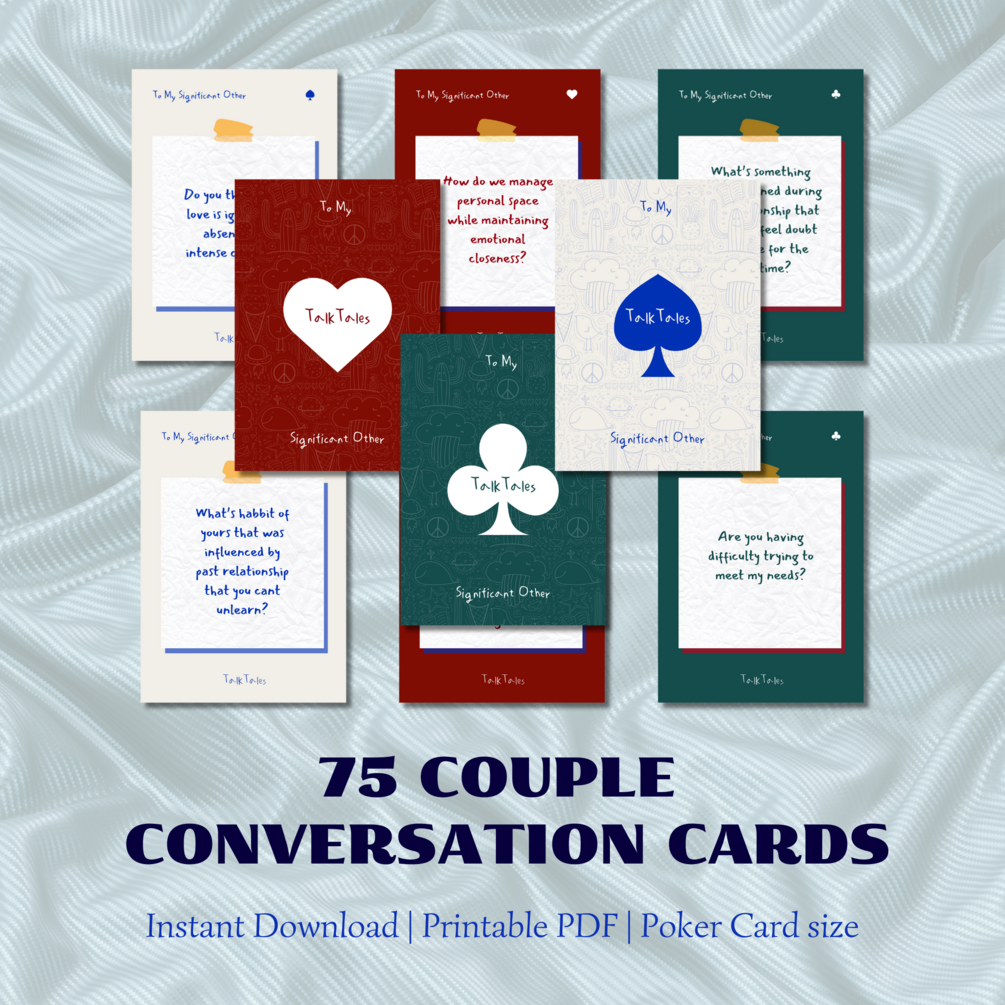 75 Conversation Cards for couple, conversation starters card, printable ...