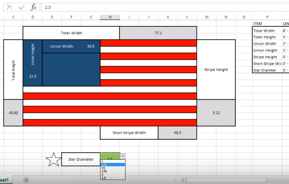 American Flag Dimension Calculator