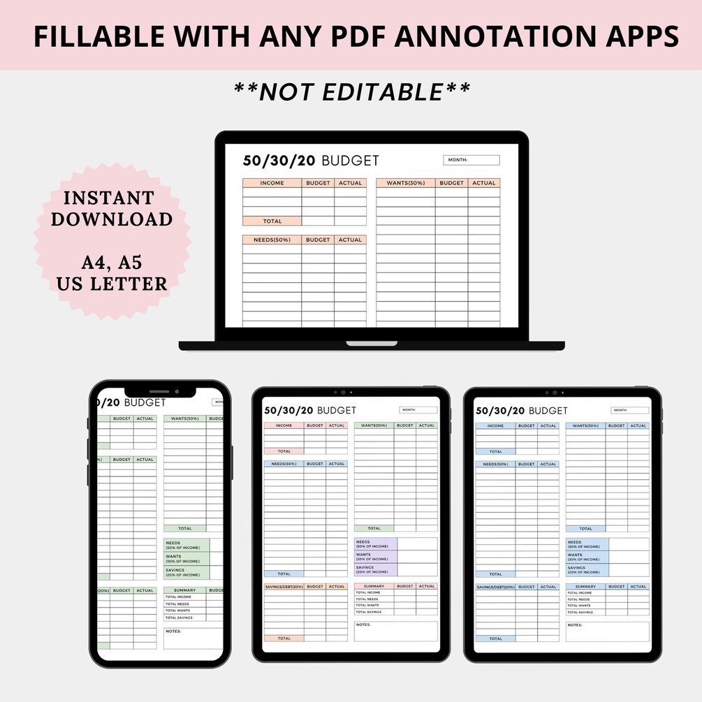 Budget Planner Printable | Instant Download PDF | A4 and US Letter