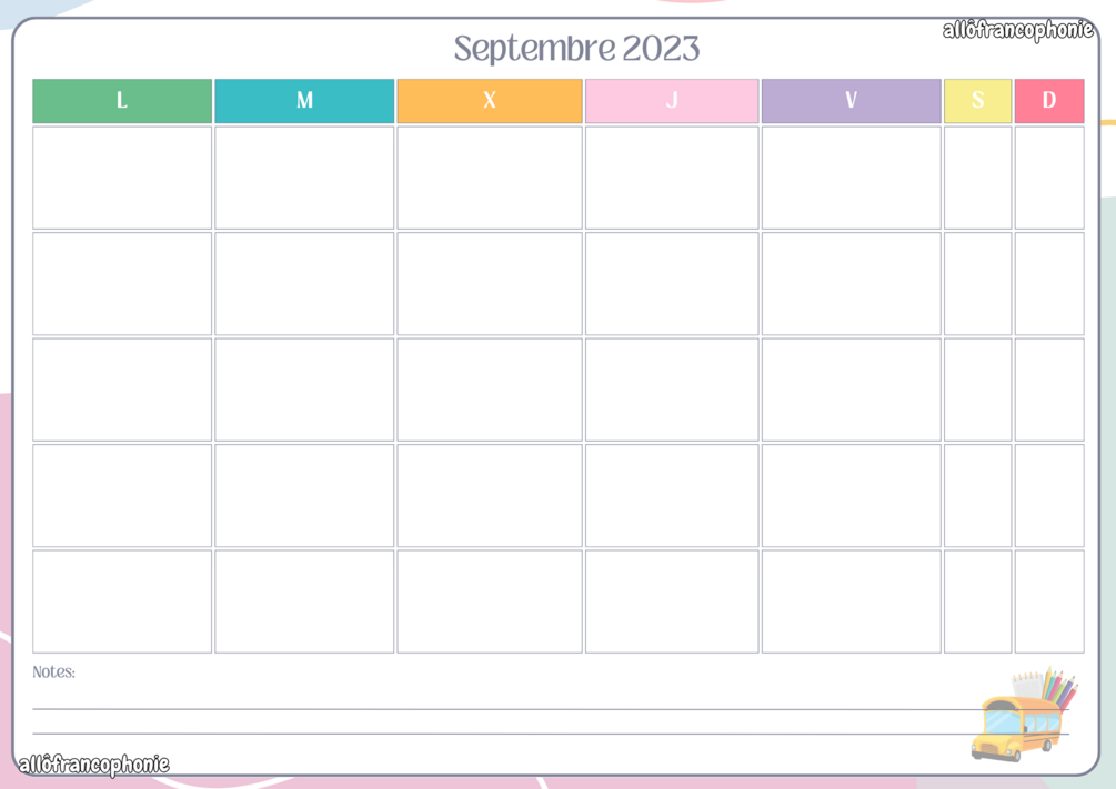 Calendrier fran ais horizontal calendario