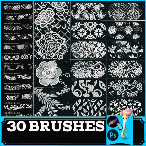 procreate brush ps brush clothing design lace embroidery texture hollow pattern wedding fabric by best procreate brushes