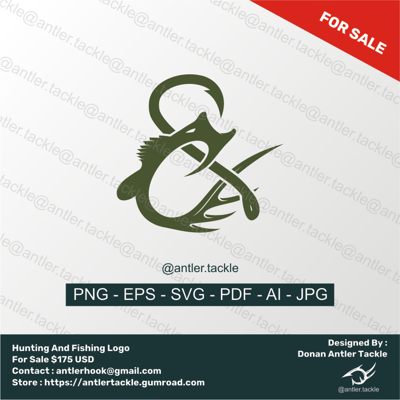 Ampersand Fish Hook Deer Antler Fishing Hunting Logo Design By Donan Antler  Tackle