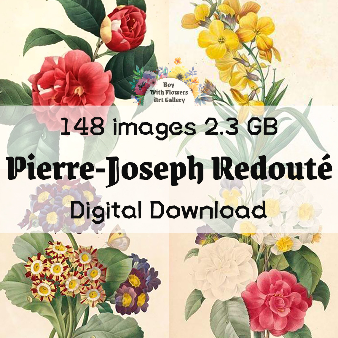 148 digital images of Pierre-Joseph Redoute paintings, people landscape