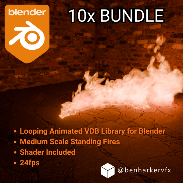 (BUNDLE) 10x Medium Standing Fire Assets For Blender! (Asset Browser, Looping, Drag|and|Drop) by Ben Harker | VFX