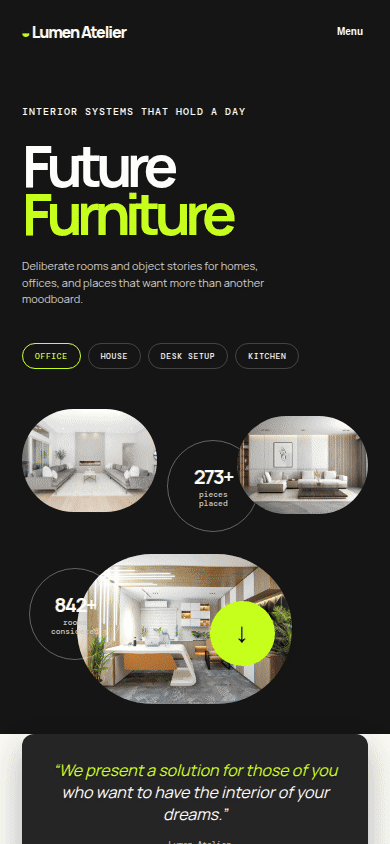Desktop preview for Lumen Atelier — Furniture Studio Website Template