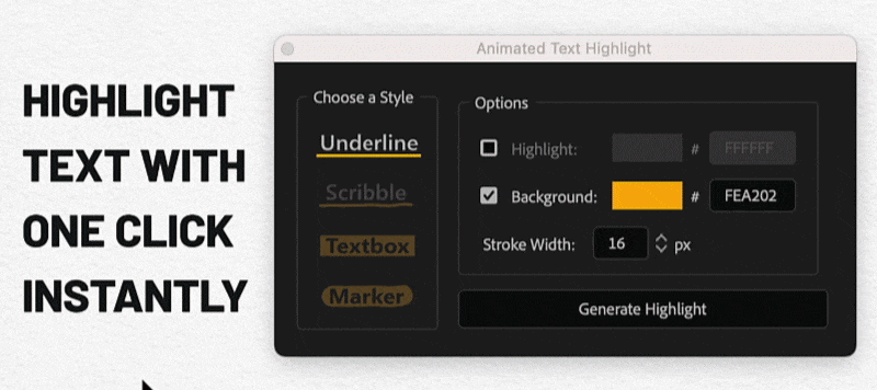 Highlight text in After Effects with one click - Motion Ape