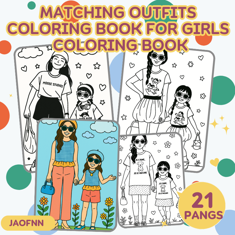 👗 Matching Outfits Coloring Book for Girls - Celebrate Mother-Daughter ...