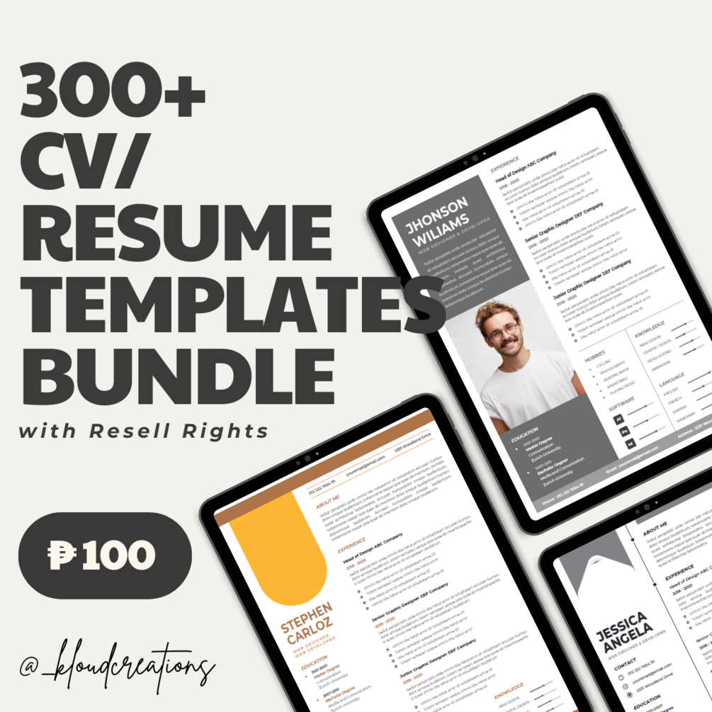 300+ CV/Resume Templates Bundle with Resell Rights