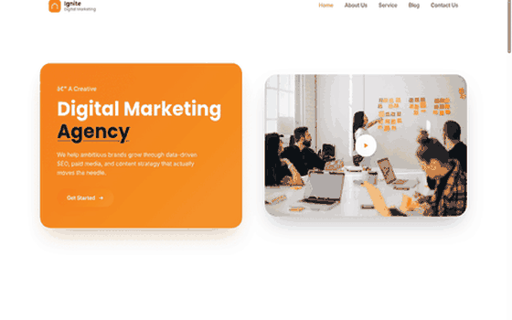 Desktop walkthrough preview of the Ignite Digital Marketing — Grow Your Brand, Rank #1 website template