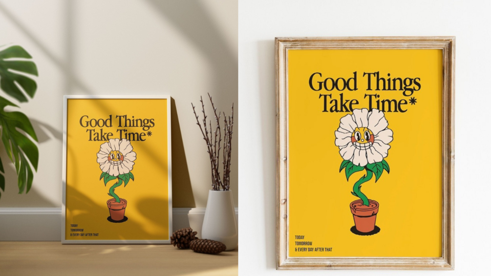 Good things retro quote wall print