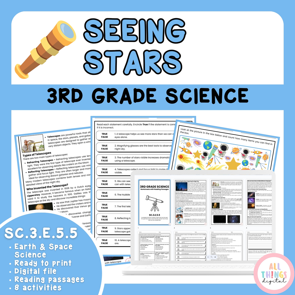 Seeing Stars SC.3.E.5.5 3rd Grade Earth Science Activity & Answer Key