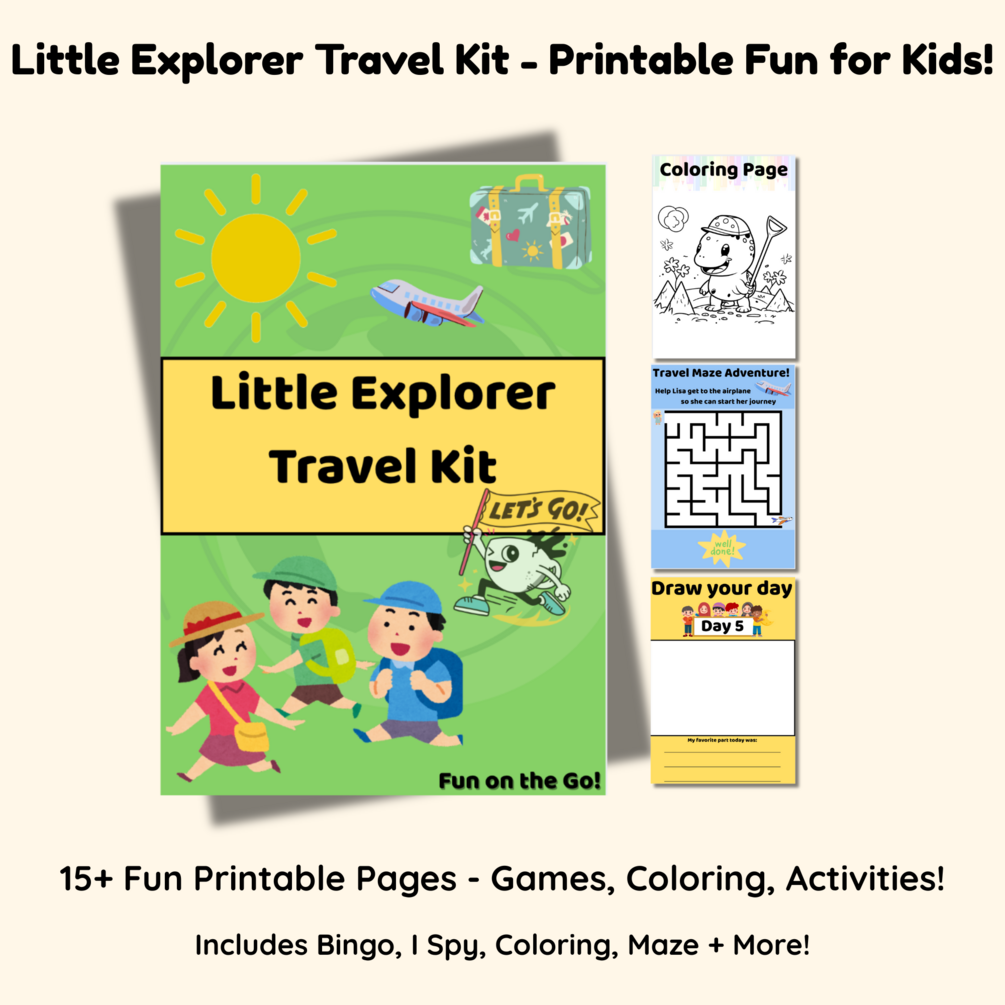 Printable Kids Travel Kit – Coloring Pages, I Spy, Travel Bingo ...