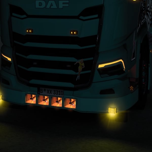 [b_grill tuning part] DAF XD front bumper extension with drl high beam by WC007 D3SIGN