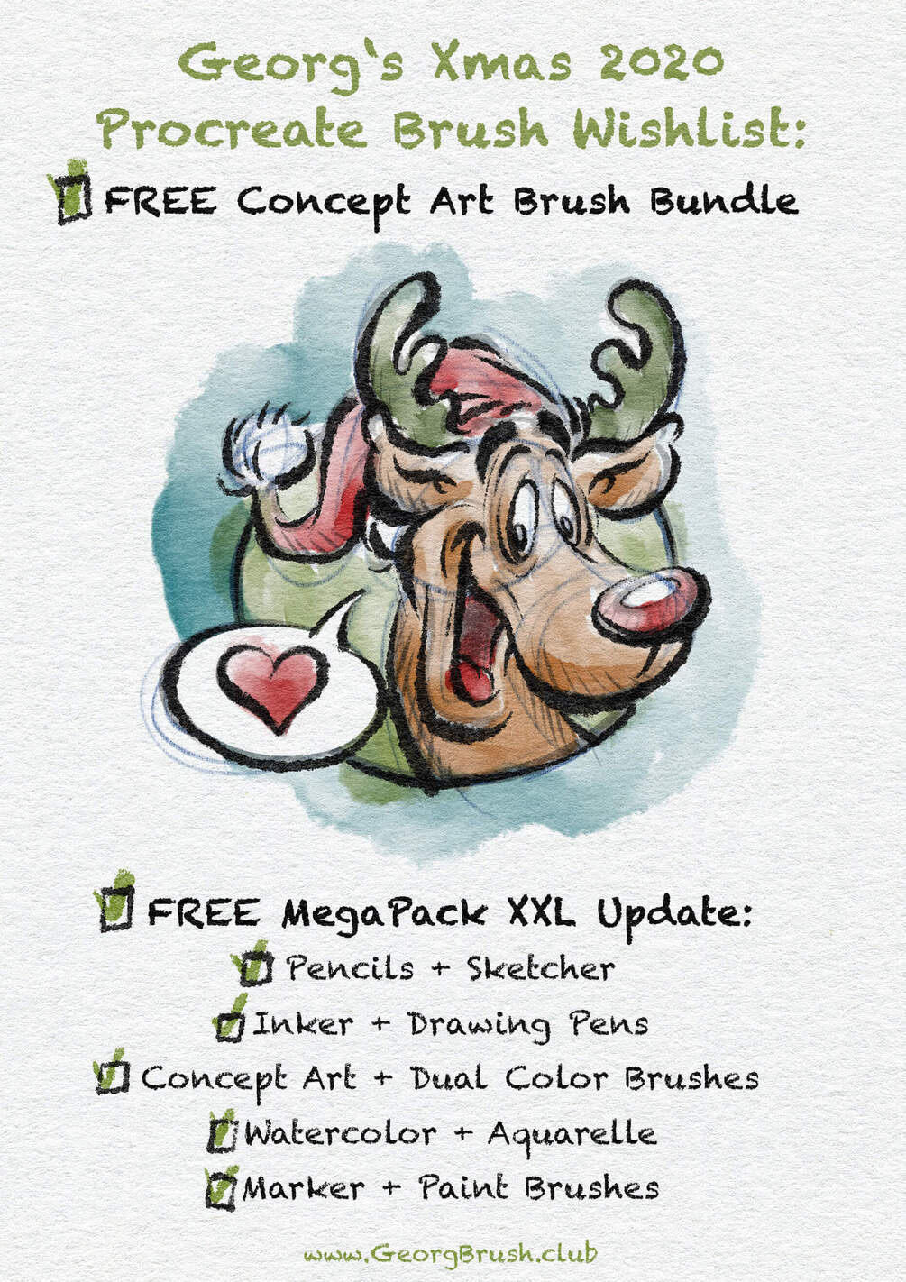 🎄Georg's XMAS 2020 Bundle: 150+ Essential Brushes for Procreate 5X by GeorgBrush.club | 2000+ Procreate Brushes