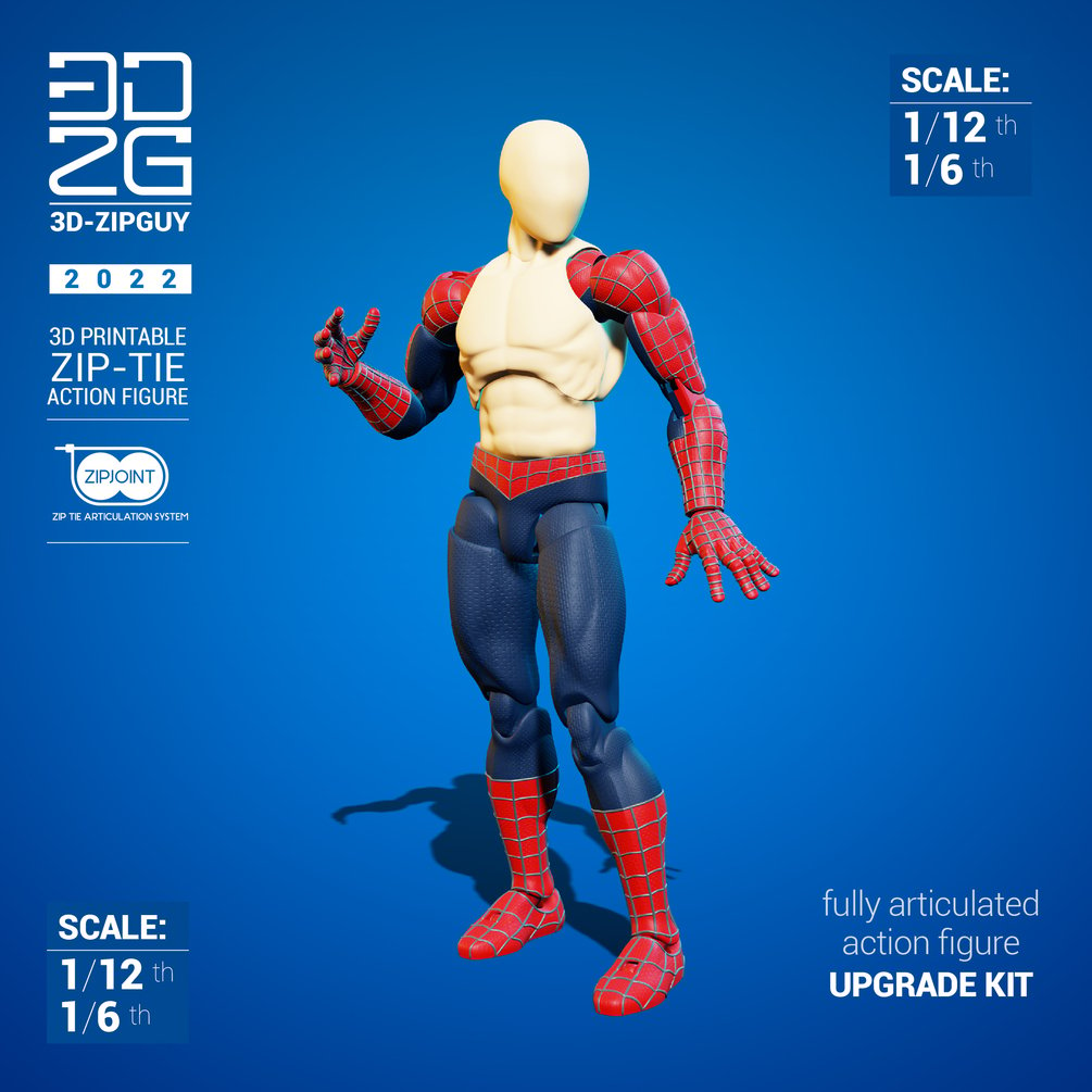 3D PRINTABLE ACTION FIGURE STL SAM SPIDERGUY BODY UPGRADE KIT