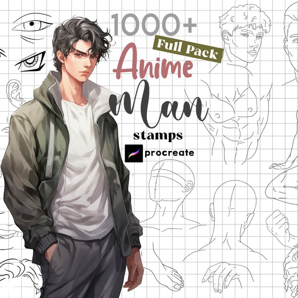 Procreate Man Body Guides Procreate Anime Boy  Guide by ArtPrintBabe