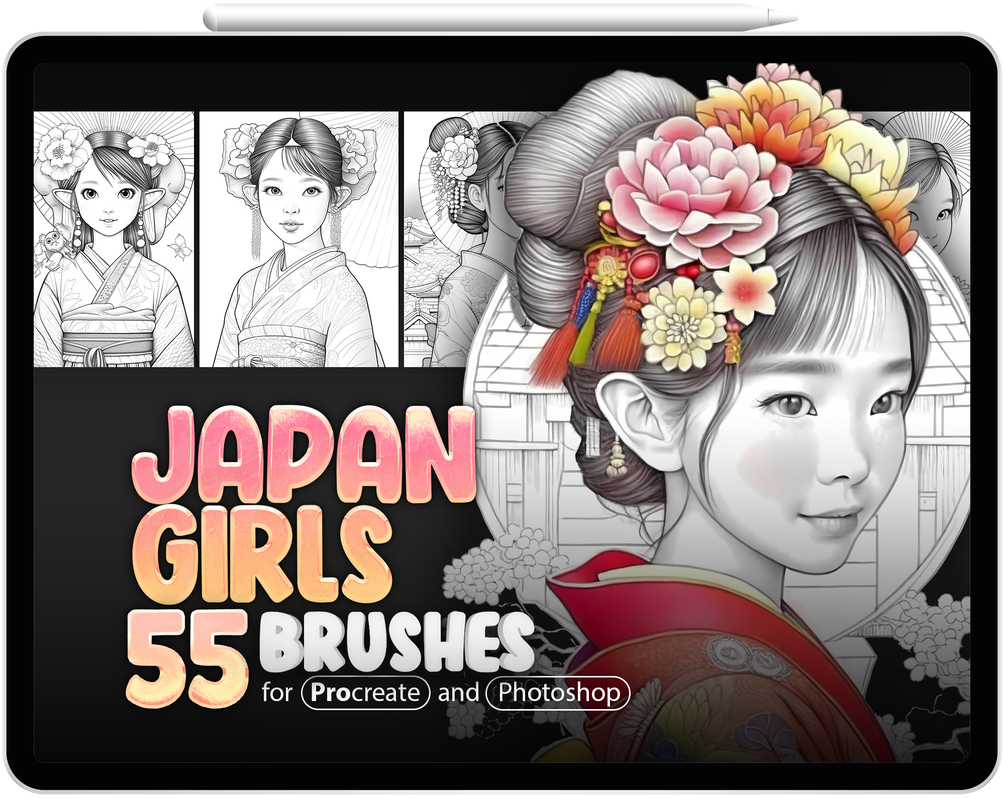 55 Japan Girls Brushes Collection for Procreate and Photoshop by ProCreativeBreeze
