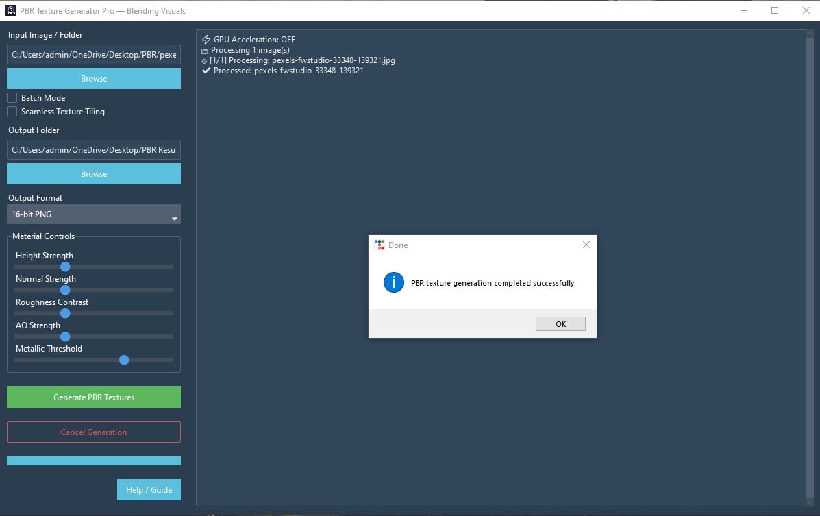 Single Image with 16-bit PNG Format