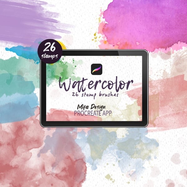 Procreate Watercolor Stamp Brush Set by Migliore